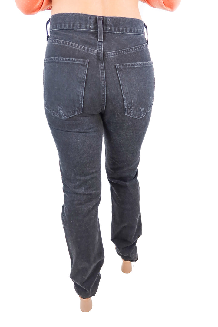 Agolde black denim jean (25; retail $238)