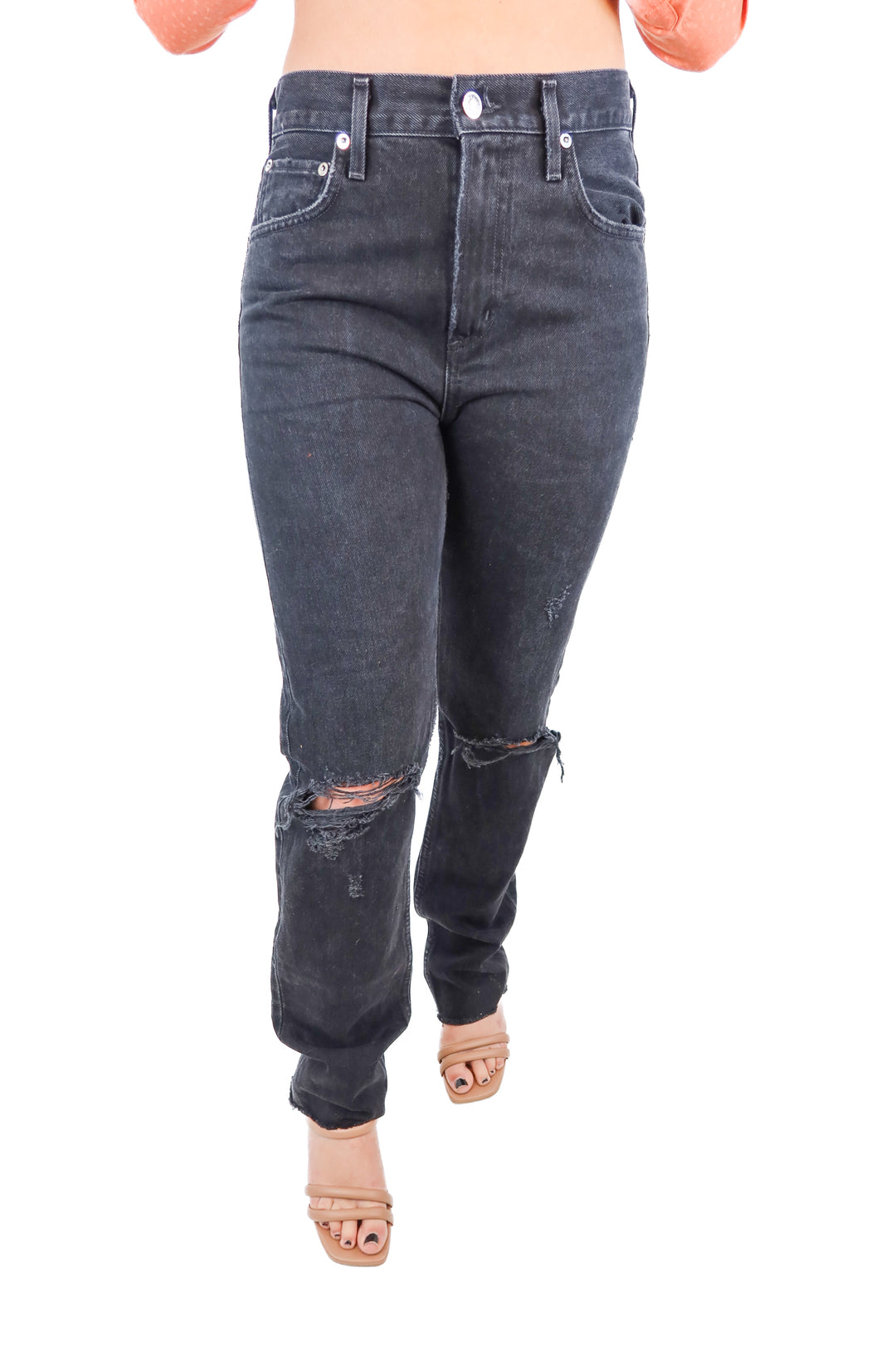 Agolde black denim jean (25; retail $238)