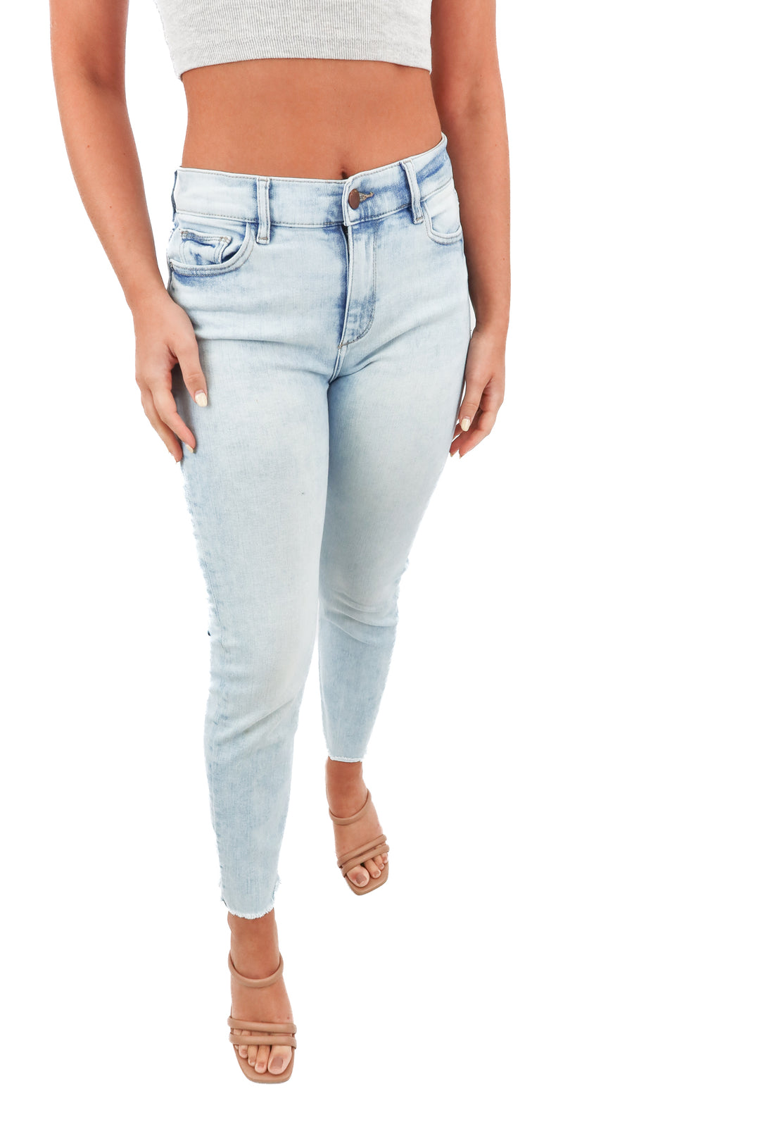 dl light wash raw hem jeans (27; retail $209)