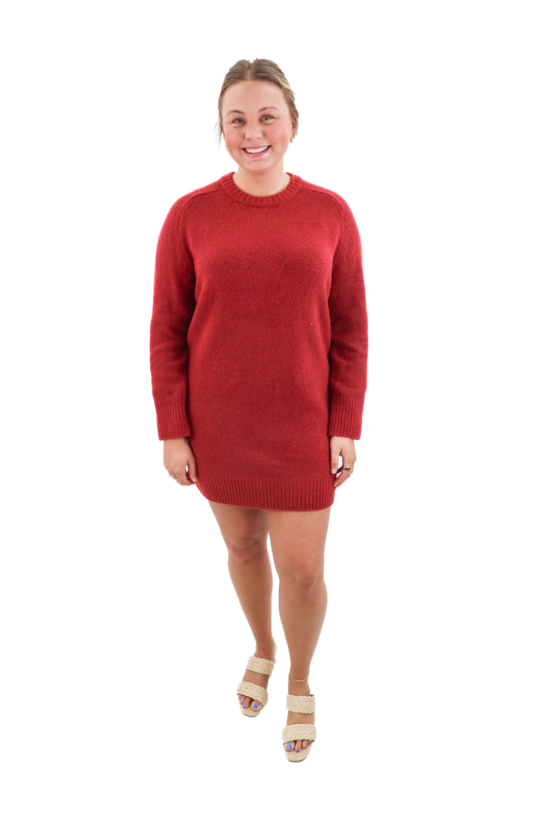abercrombie & fitch red knit crew neck pullover sweater (m)