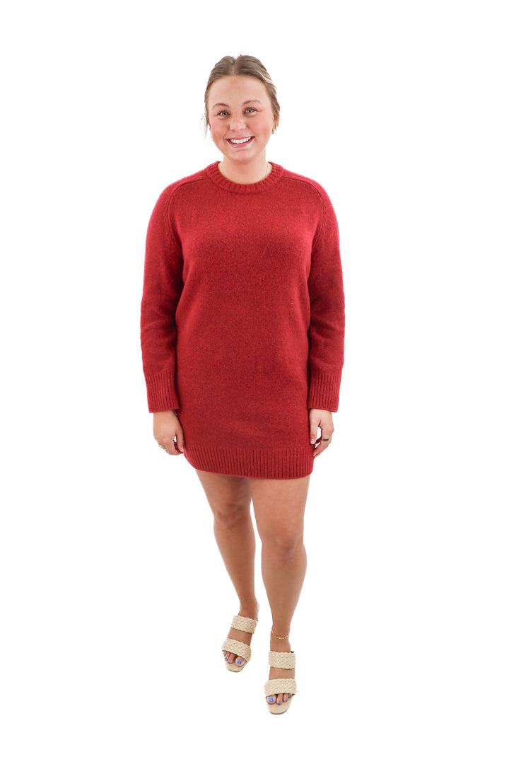 abercrombie & fitch red knit crew neck pullover sweater (m)