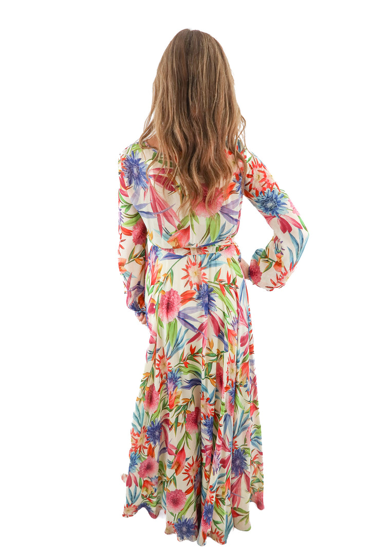 ark & co floral deep v maxi dress (m)