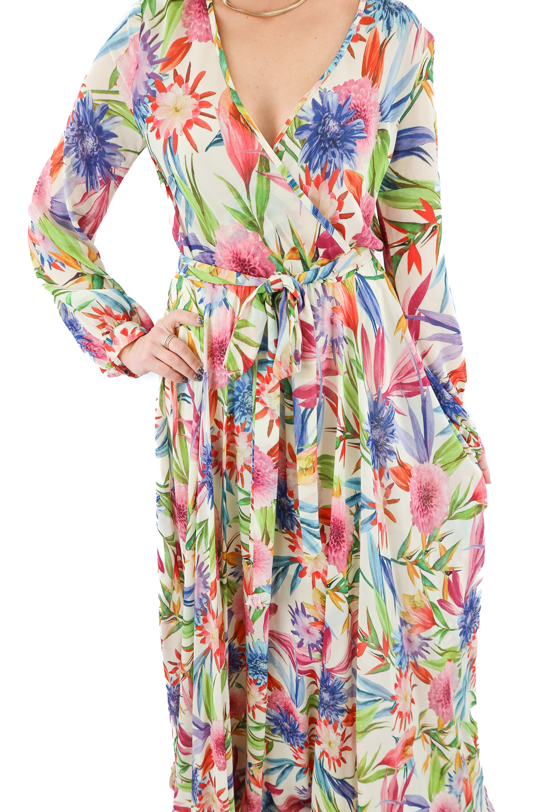 ark & co floral deep v maxi dress (m)