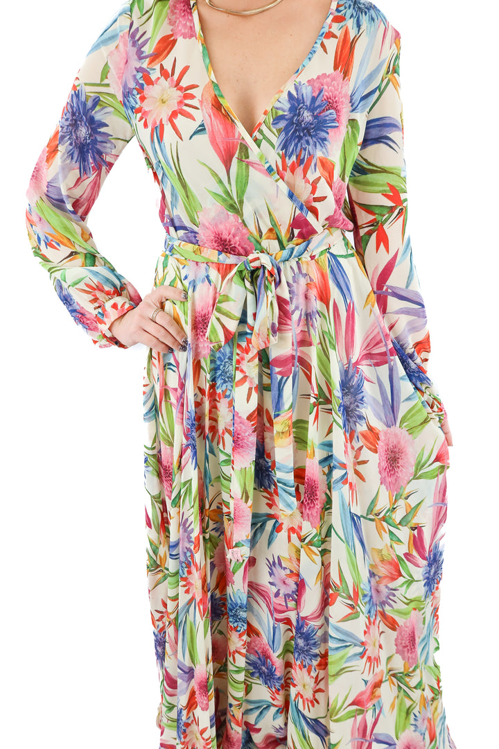 ark & co floral deep v maxi dress (m)