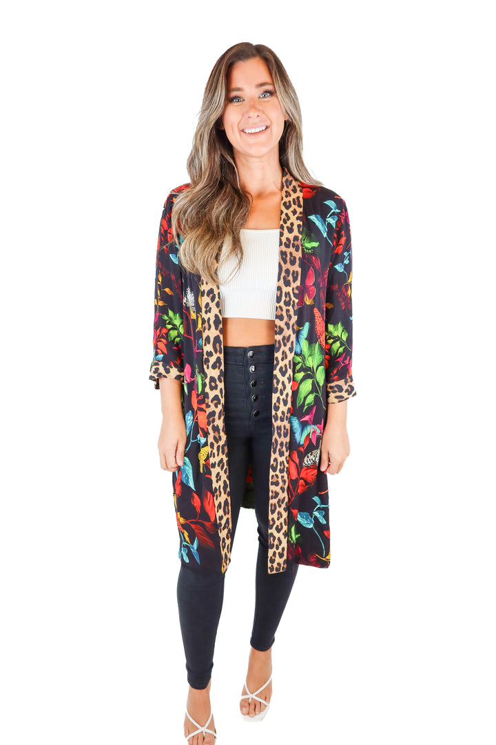 Custom Floral and Leopard Caftan (S*)