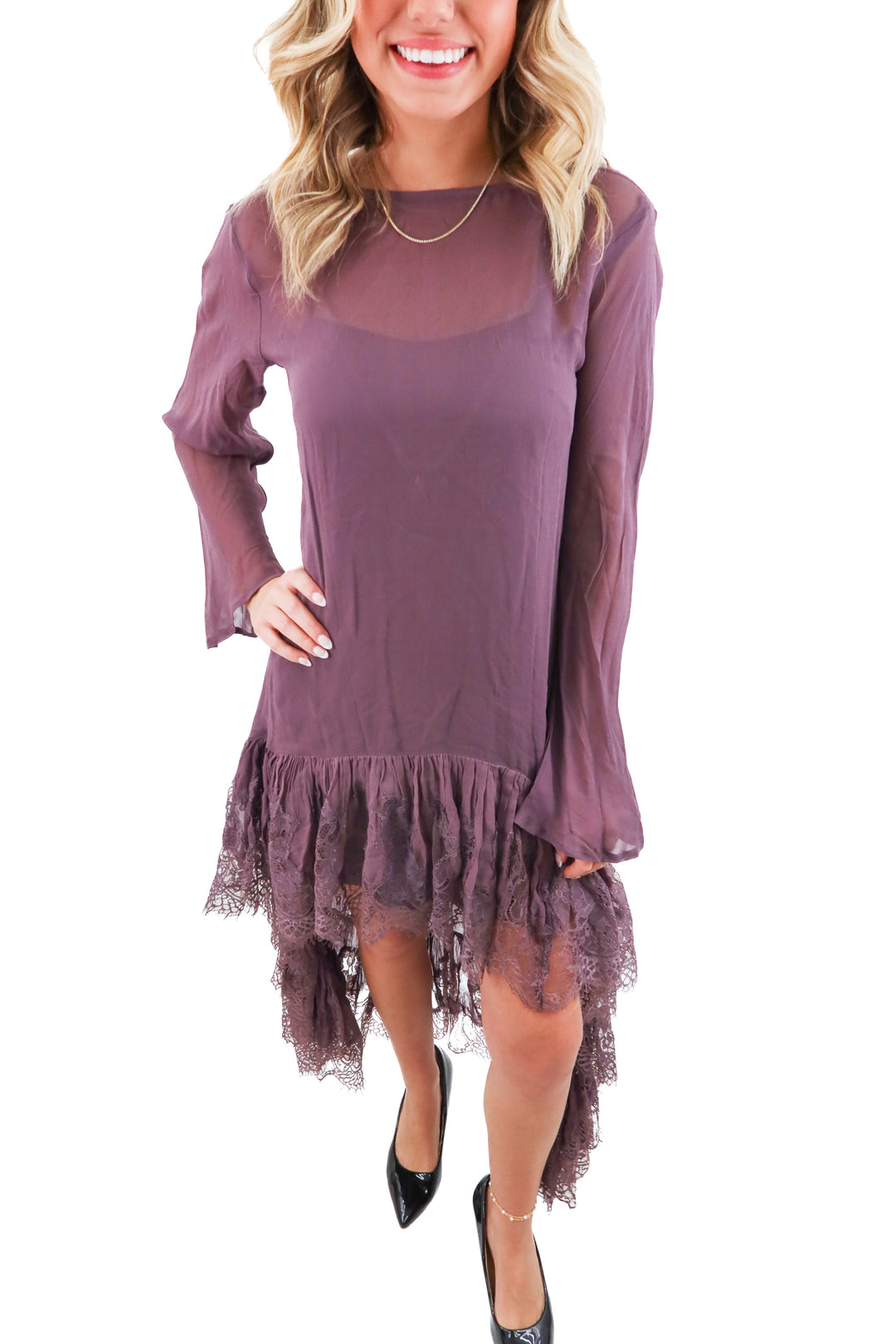 asos purple lace maxi dress (0; retail $120)
