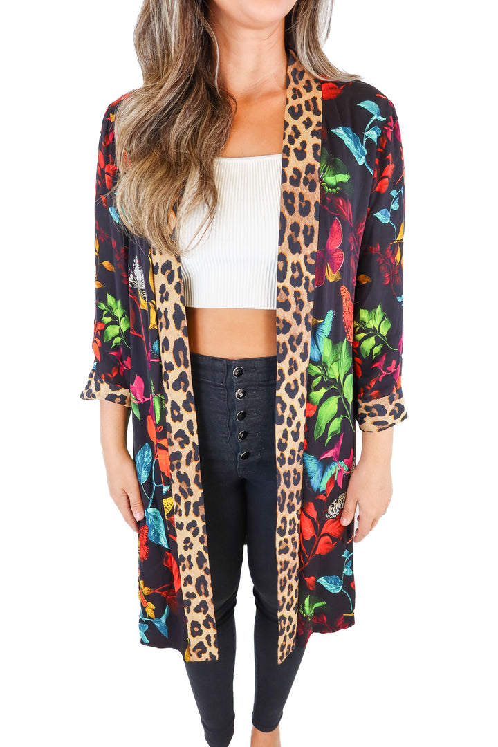 Custom Floral and Leopard Caftan (S*)