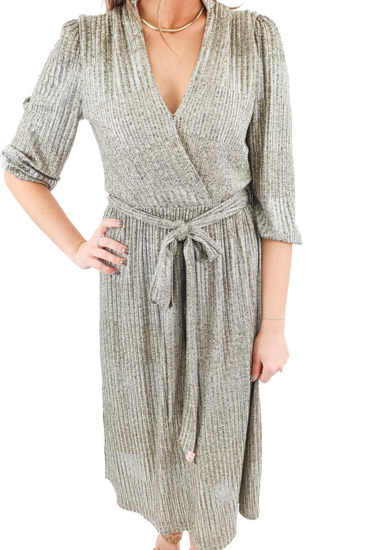 alice + olivia metallic knit deep v dress (2)