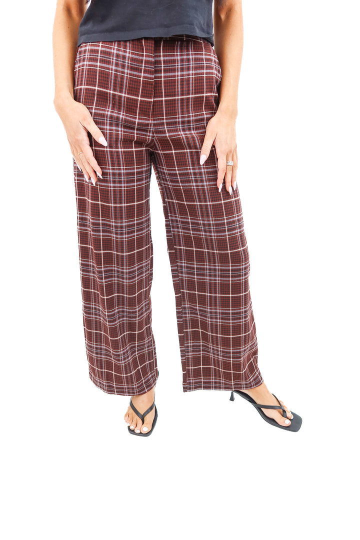 asos design brown plaid trousers (0; retail $48)