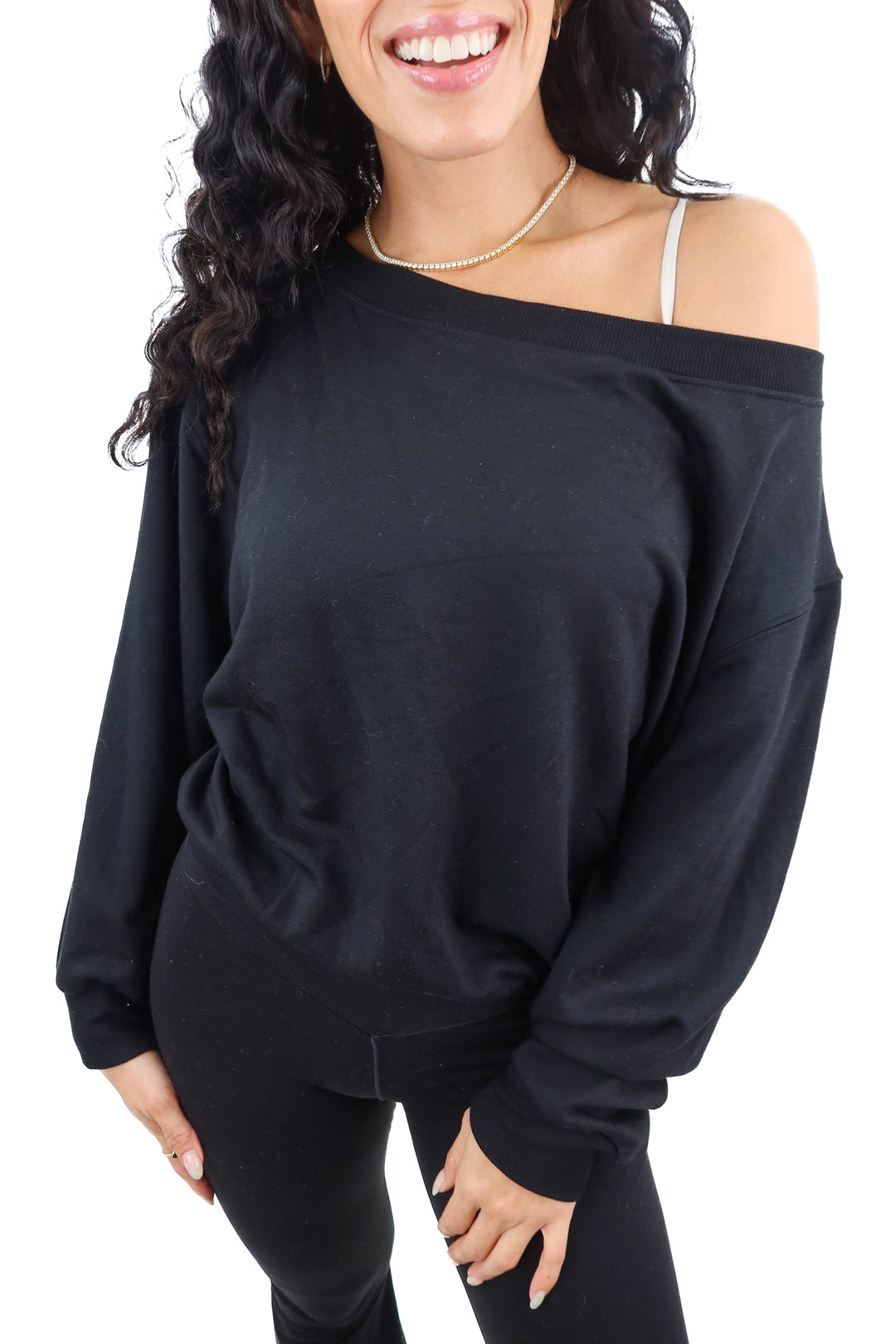 brooksville black one shoulder sweatshirt NWT (s; retail $69)