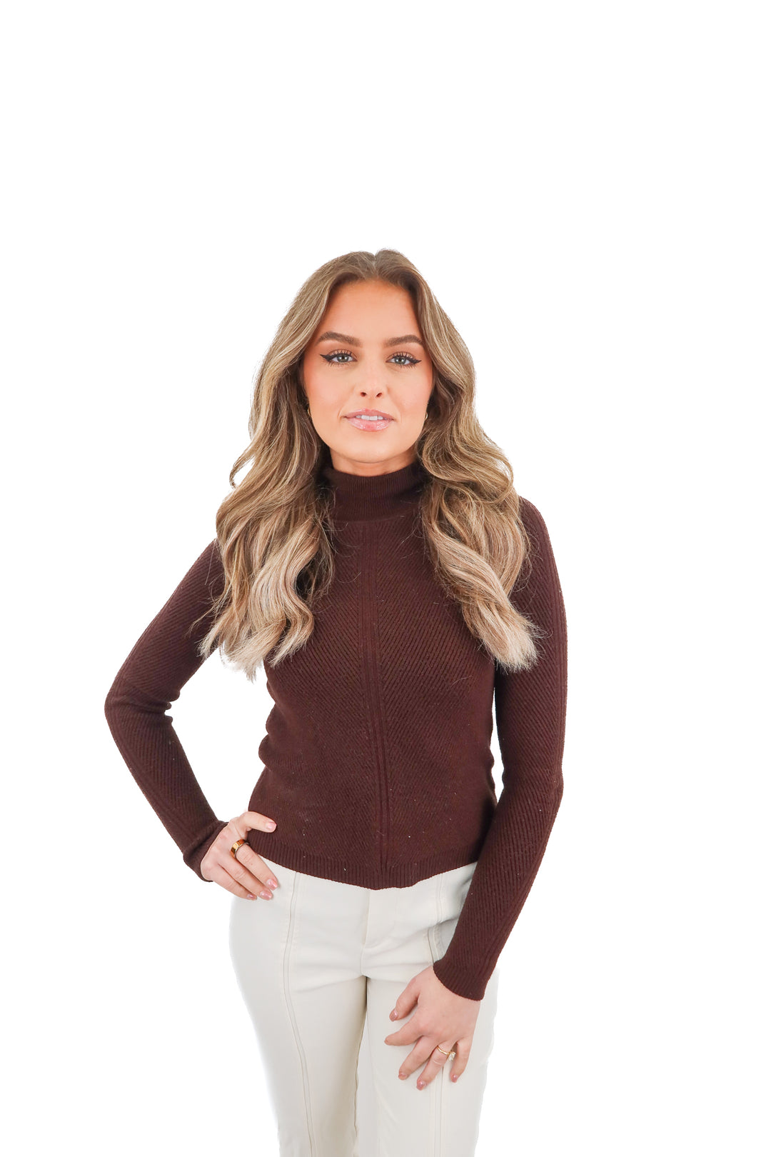 house of harlow brown turtleneck sweater (xs; retail $168)