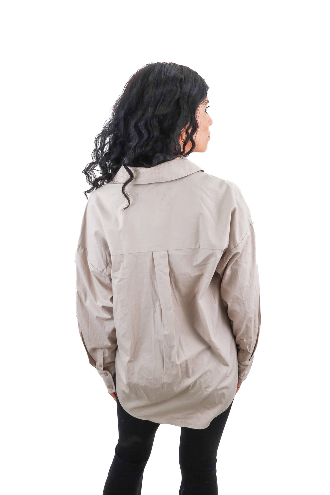 abercrombie & fitch taupe button up top NWT (m; retail $60)