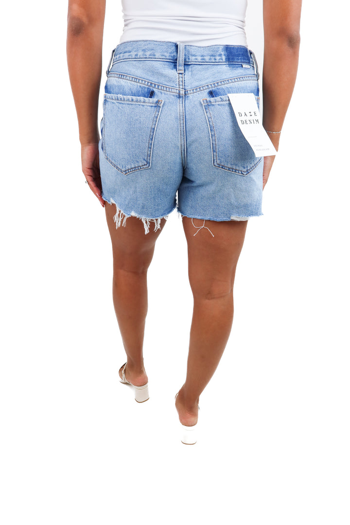daze light wash mid rise loose short (27; retail $78)