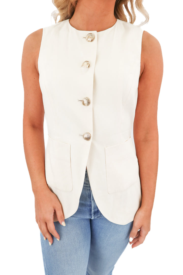 Antonio Melani cream seashell button vest (2; retail $149)
