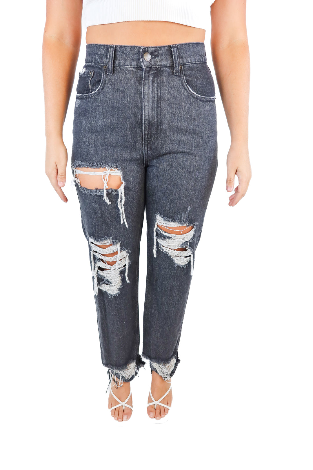 Retrofete Black Distressed Jeans NWT (28; retail $395)