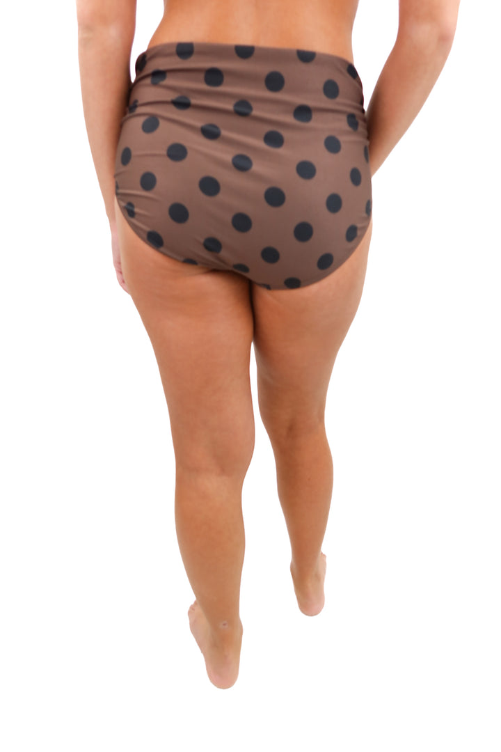 albion black/brown polka dot midi bikini bottoms NWT (m; retail $64)