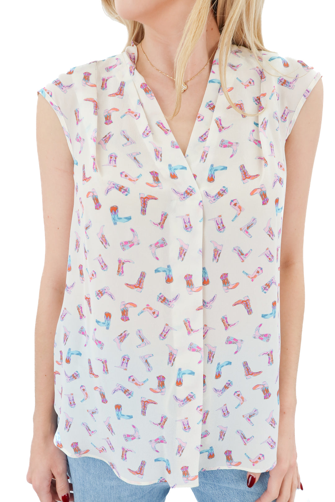 maison common cowgirl boot silk shirt NWT (34; retail $695)