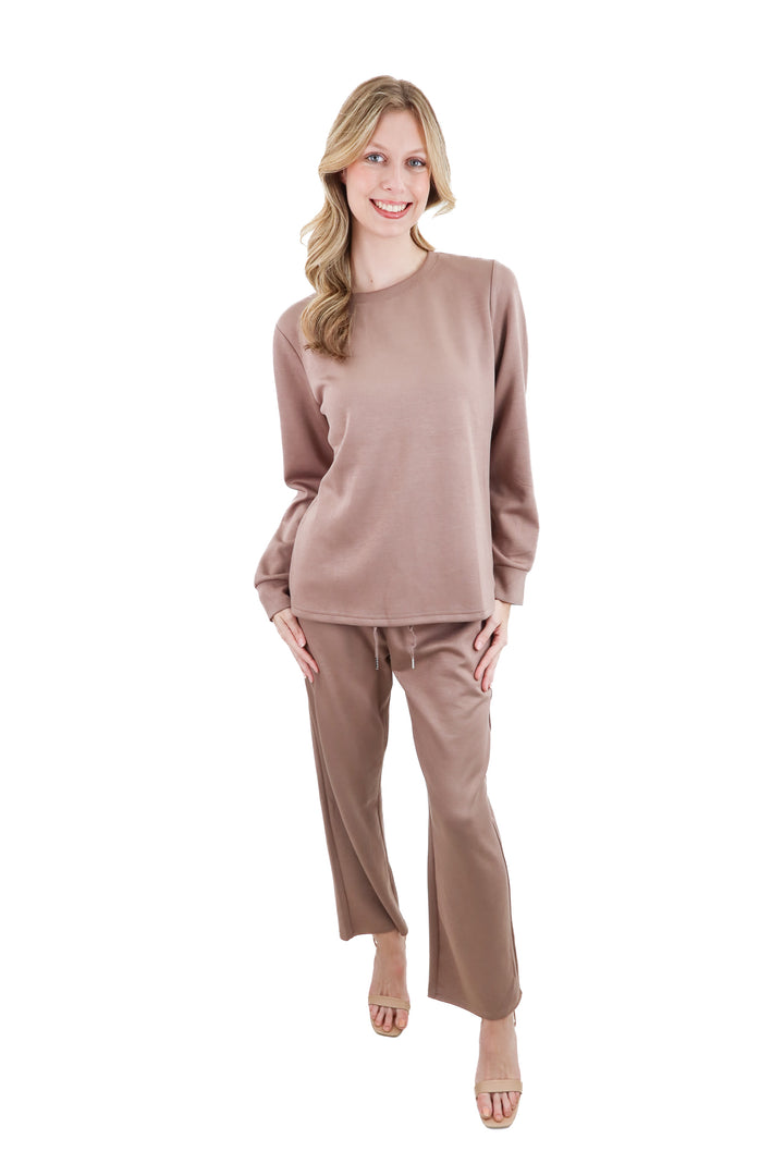 wiholl brown top and pants lounge set nwt (m; retail $45)