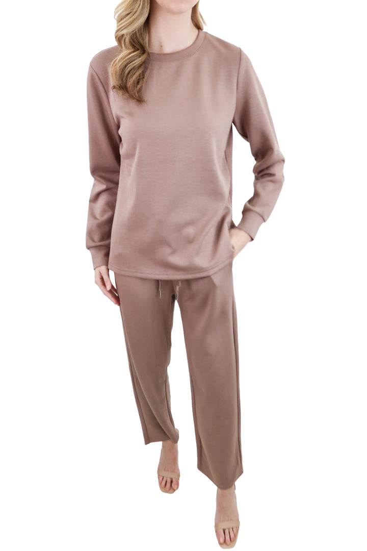 wiholl brown top and pants lounge set nwt (m; retail $45)