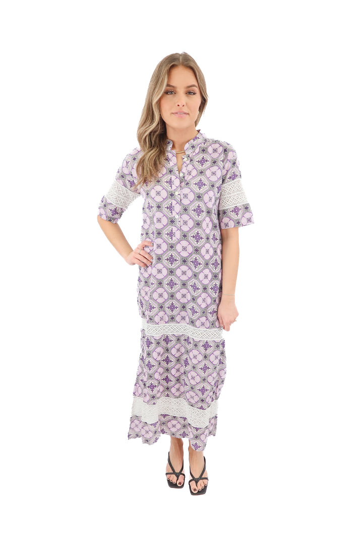 julia amory purple floral/lace dress (s; retail $328)