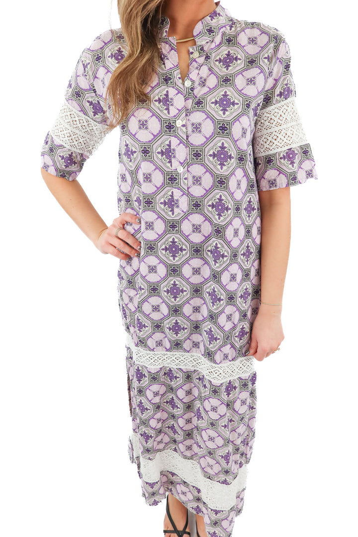 julia amory purple floral/lace dress (s; retail $328)