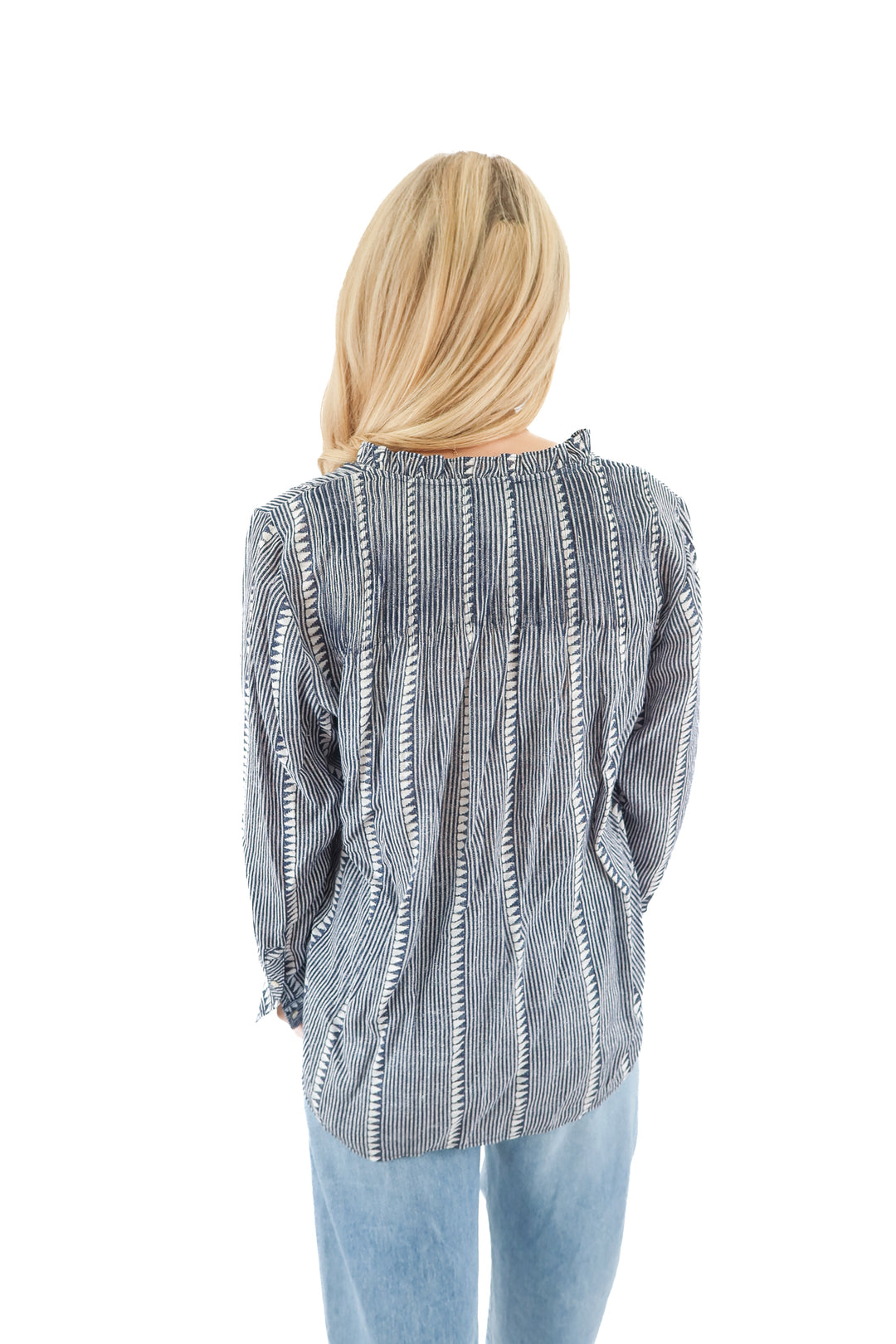 j.crew navy printed blouse (s; retail $49.99)