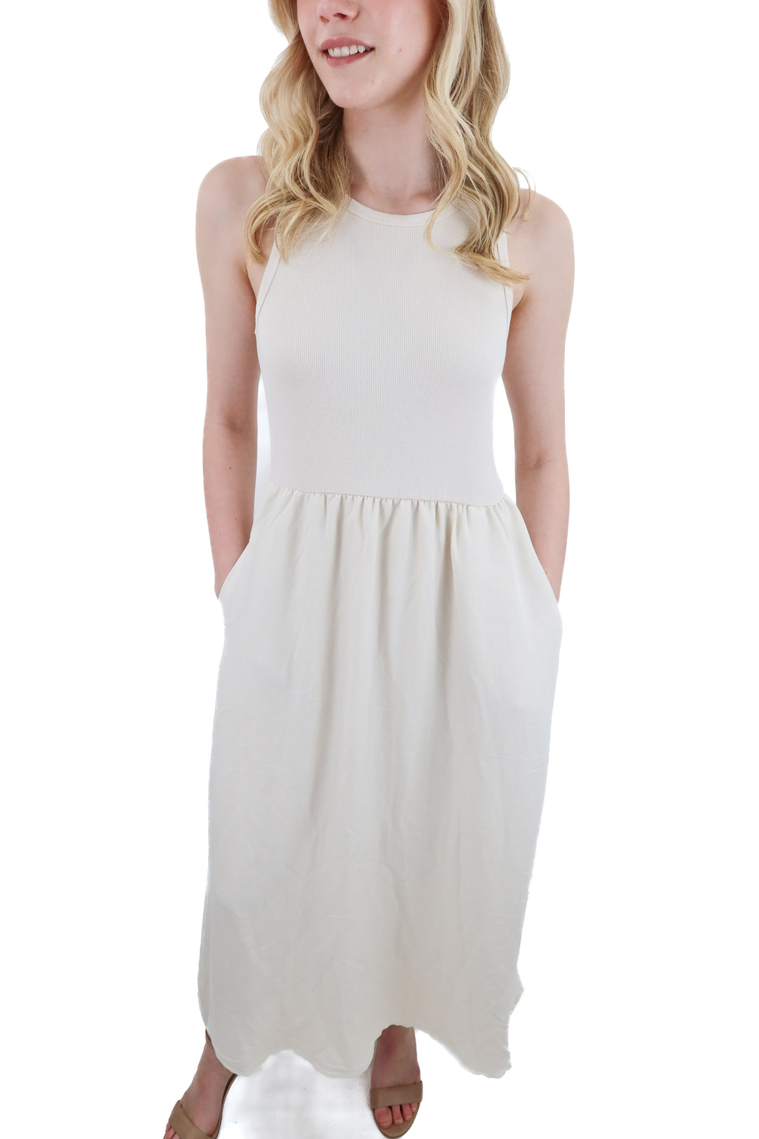 z supply cream midi dress (s; retail $120)