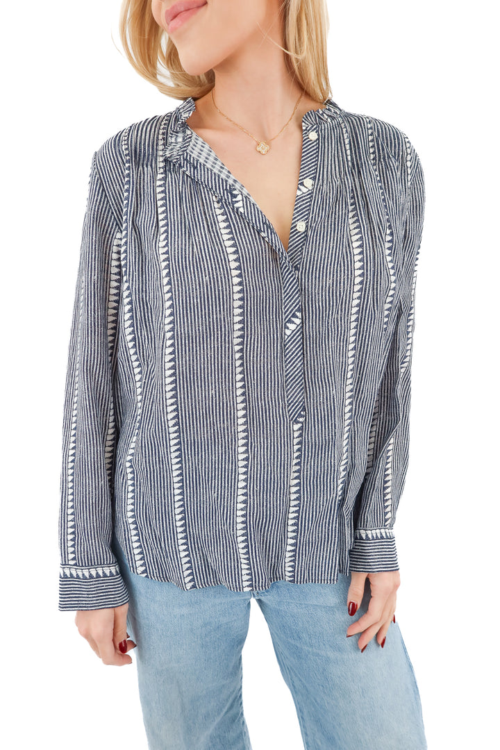 j.crew navy printed blouse (s; retail $49.99)