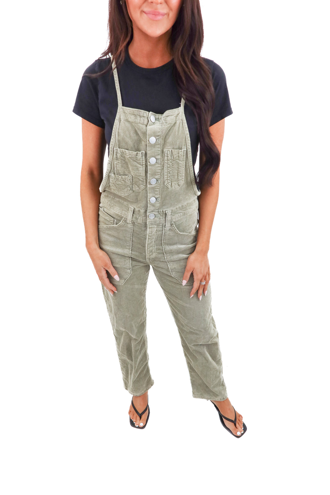 pilcro green corduroy overalls (s; retail $235)