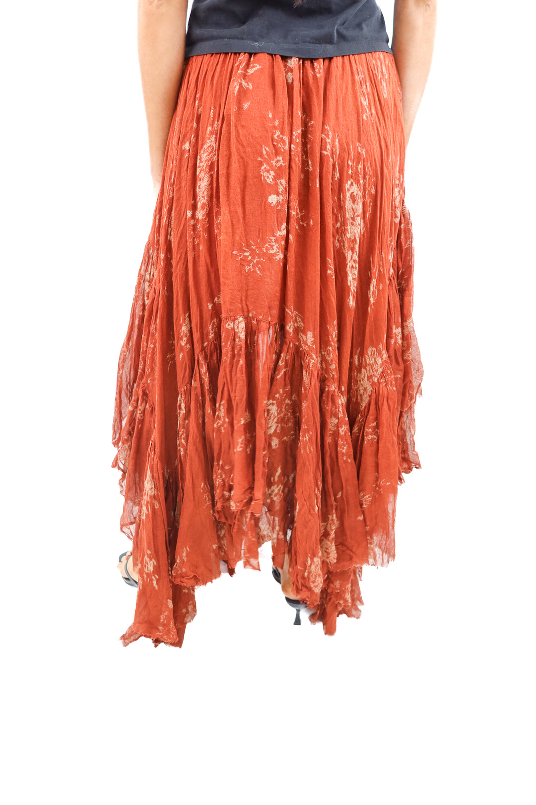 free people orange tiered skirt (xs; retail $98)