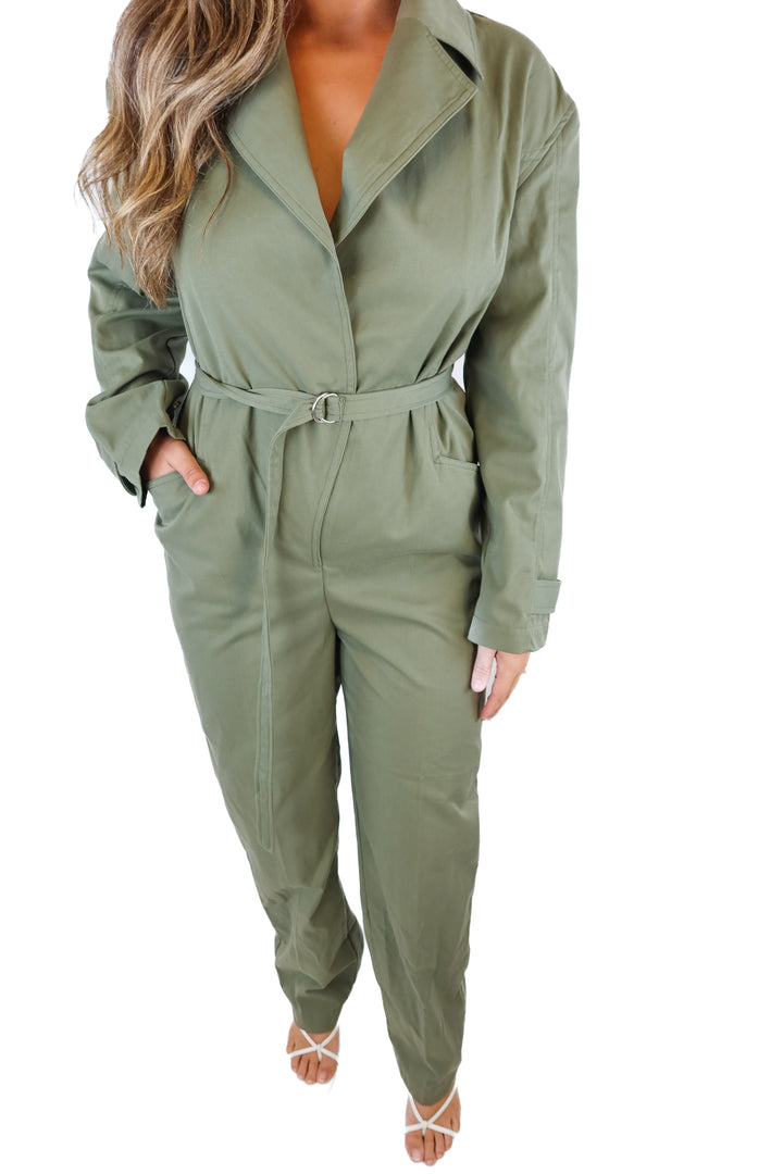 L'Academie Forrest Green Jumpsuit NWT (M; retail $298)