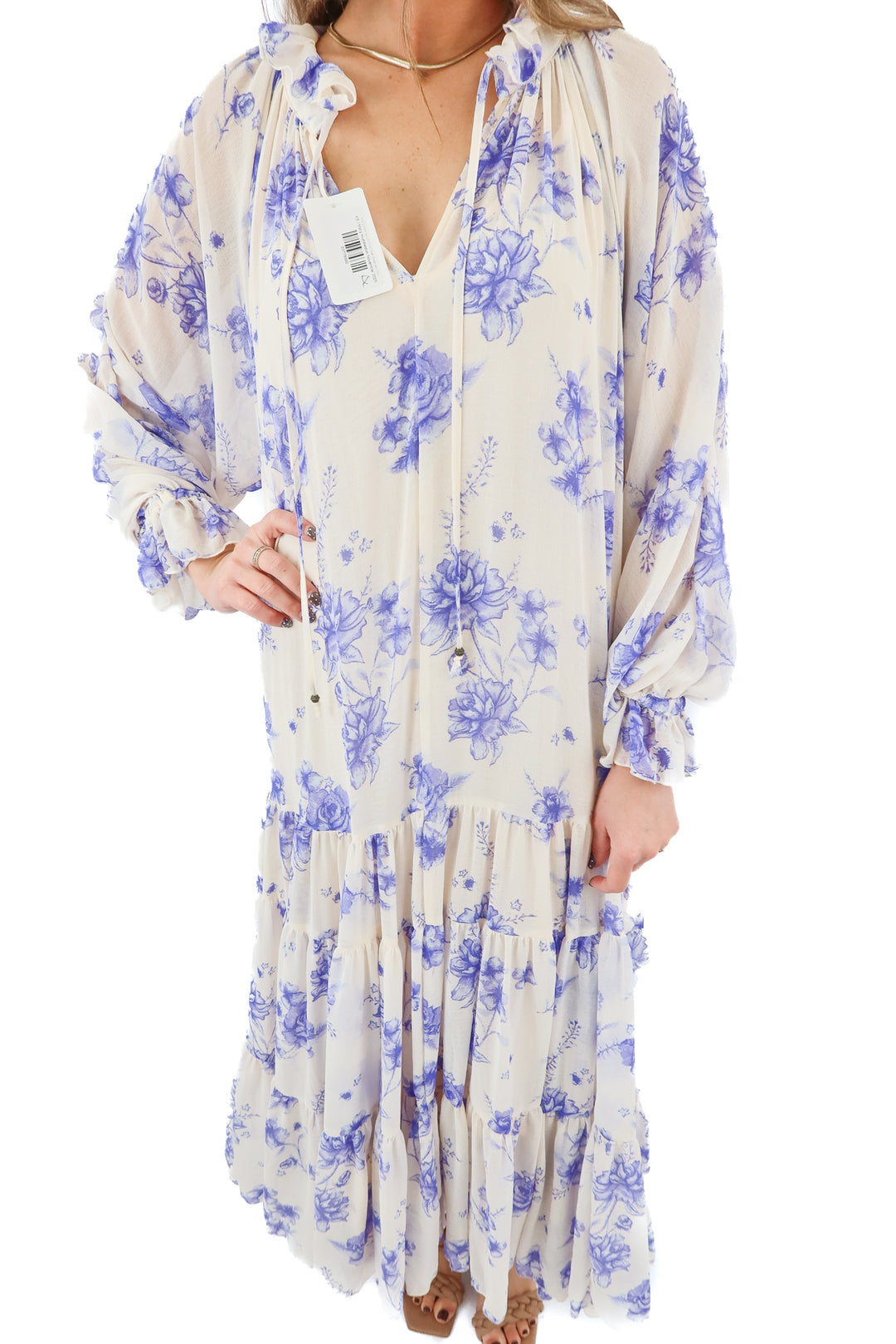 free people purple floral maxi dress (xs; retail $228)