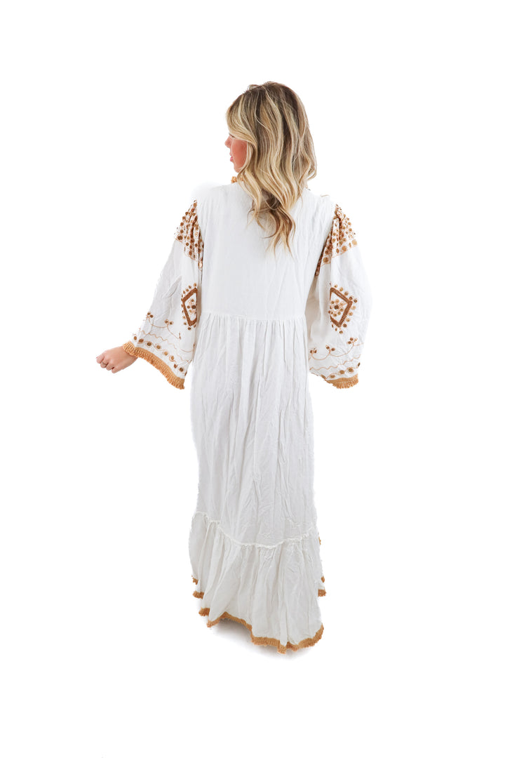 talisman gold beaded dress nwt (m/l; retail $178)