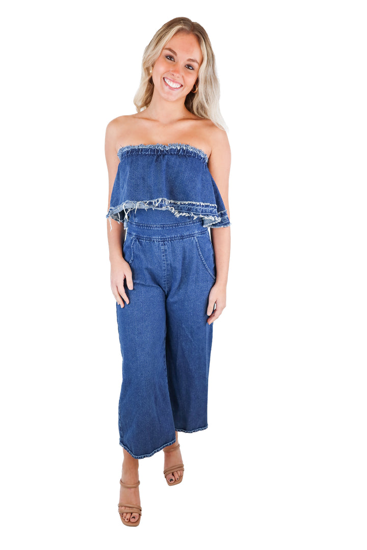 J.O.A. Denim Jumpsuit (S)