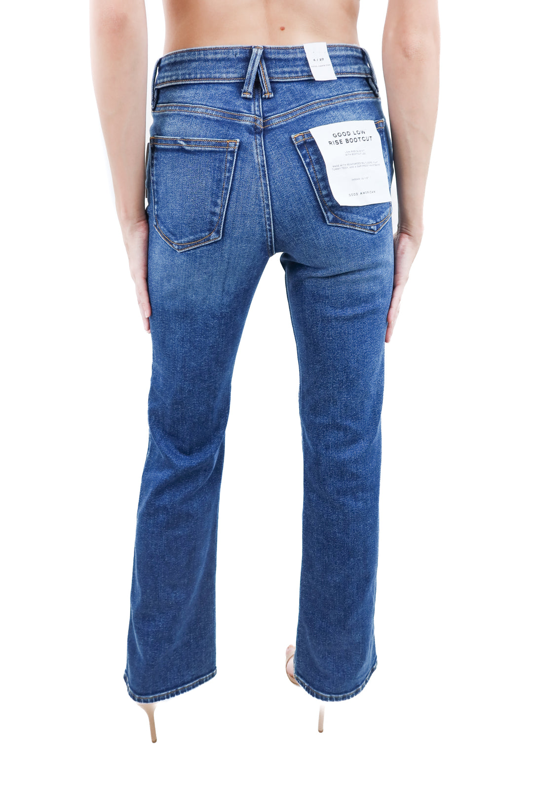 good american dark wash low rise bootcut jeans NWT (27; retail $148)