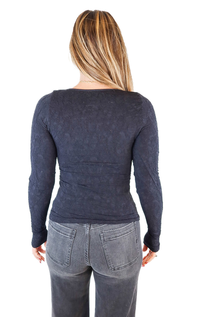Free People Black Textured Knit Layering Top (M/L)