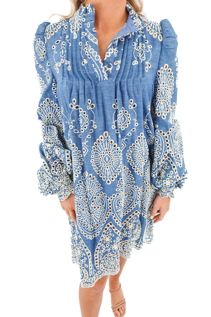 munthe blue eyelet dress (34; retail $255)