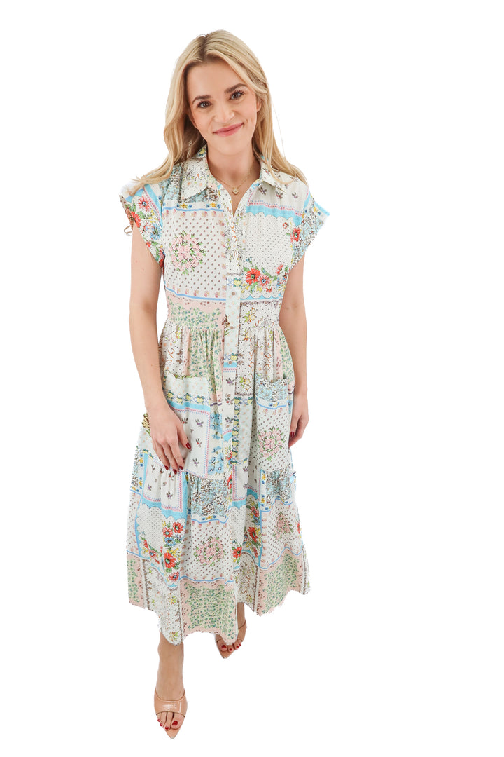 hunter bell floral short sleeve maxi dress (xs; retail $425)