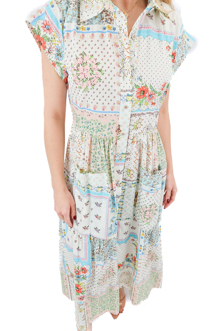 hunter bell floral short sleeve maxi dress (xs; retail $425)
