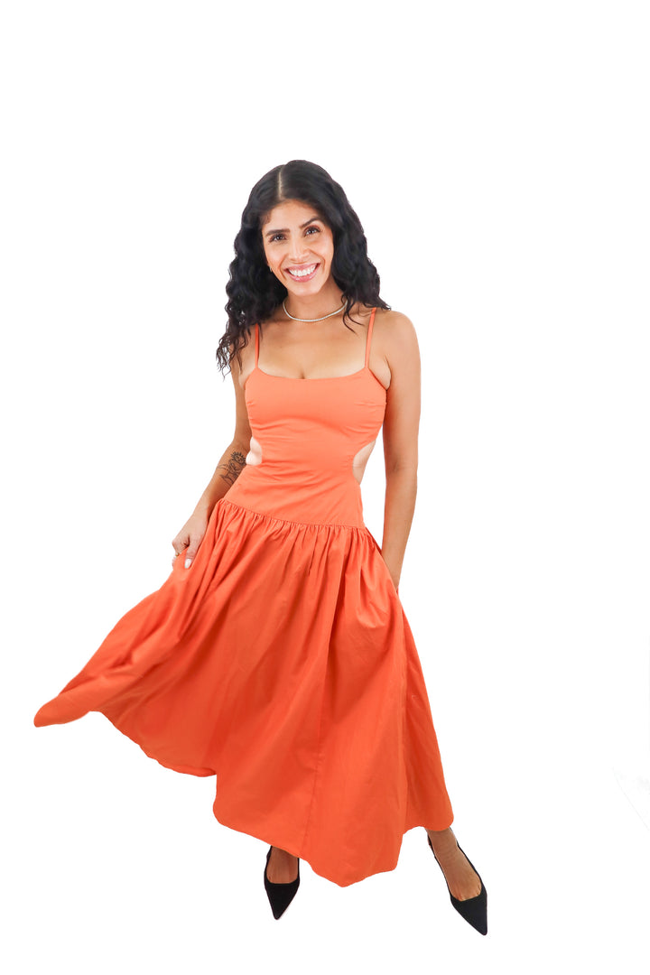 Abercrombie & Fitch orange cutout maxi dress NWT (XS; retail $120)