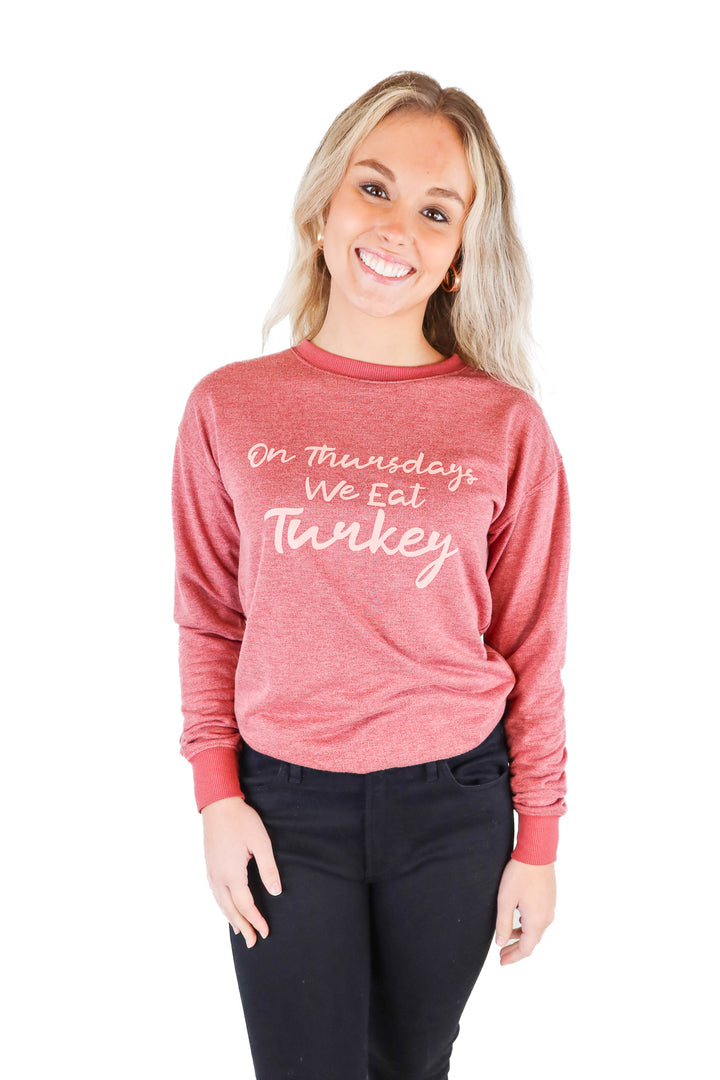 Kittenish burgundy graphic crewneck (S)