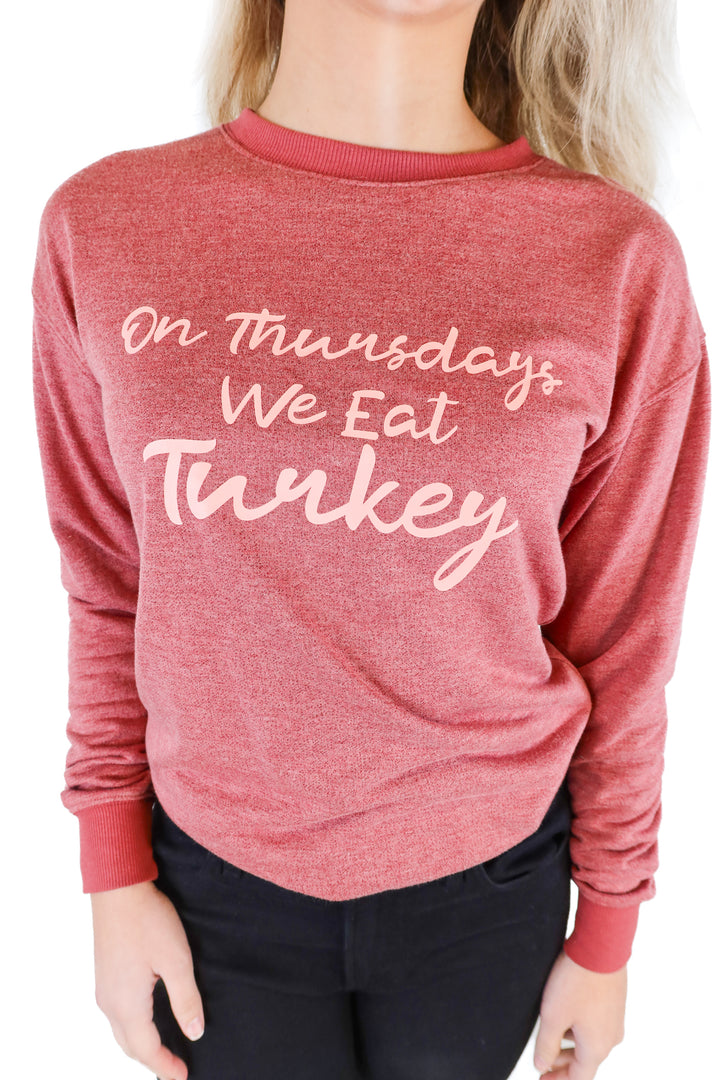 Kittenish burgundy graphic crewneck (S)
