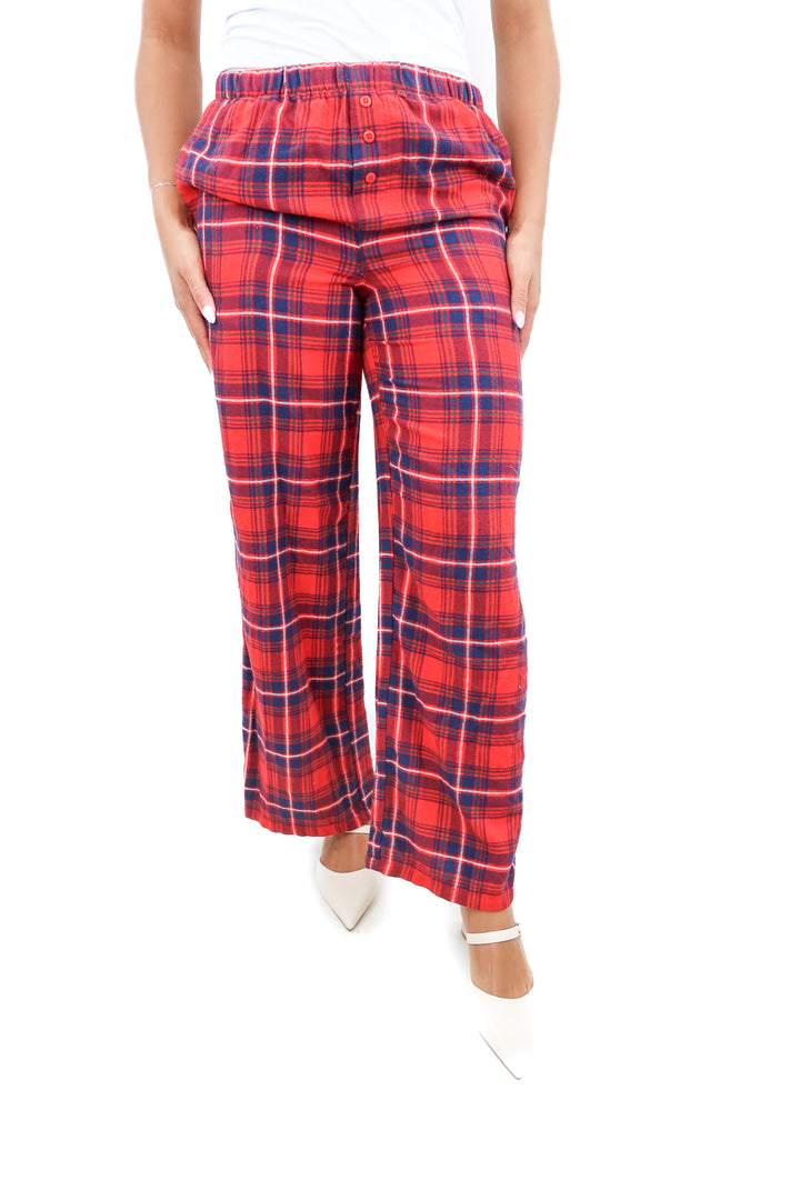 z supply red plaid pajama pants (s; retail $78)