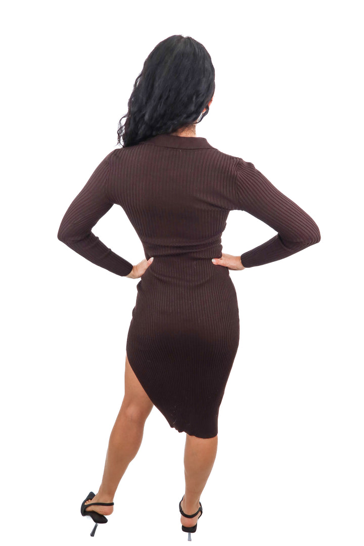 Abercrombie & Fitch brown hook & eye ribbed maxi dress (XS; retail $100)