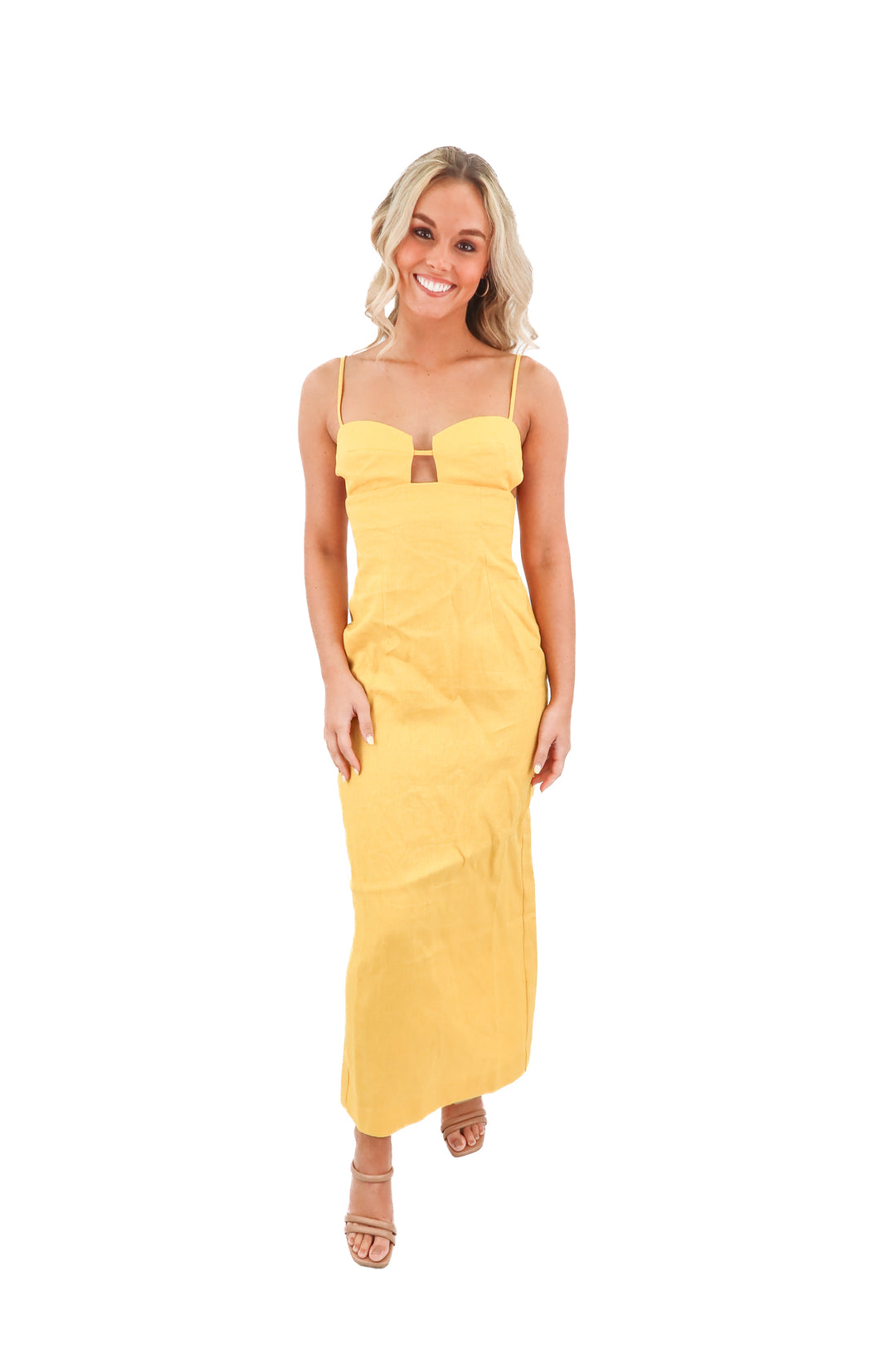 reformation yellow linen midi dress (4)*