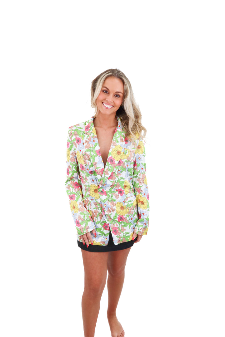 luxy usa floral print blazer nwt (s; retail $198)