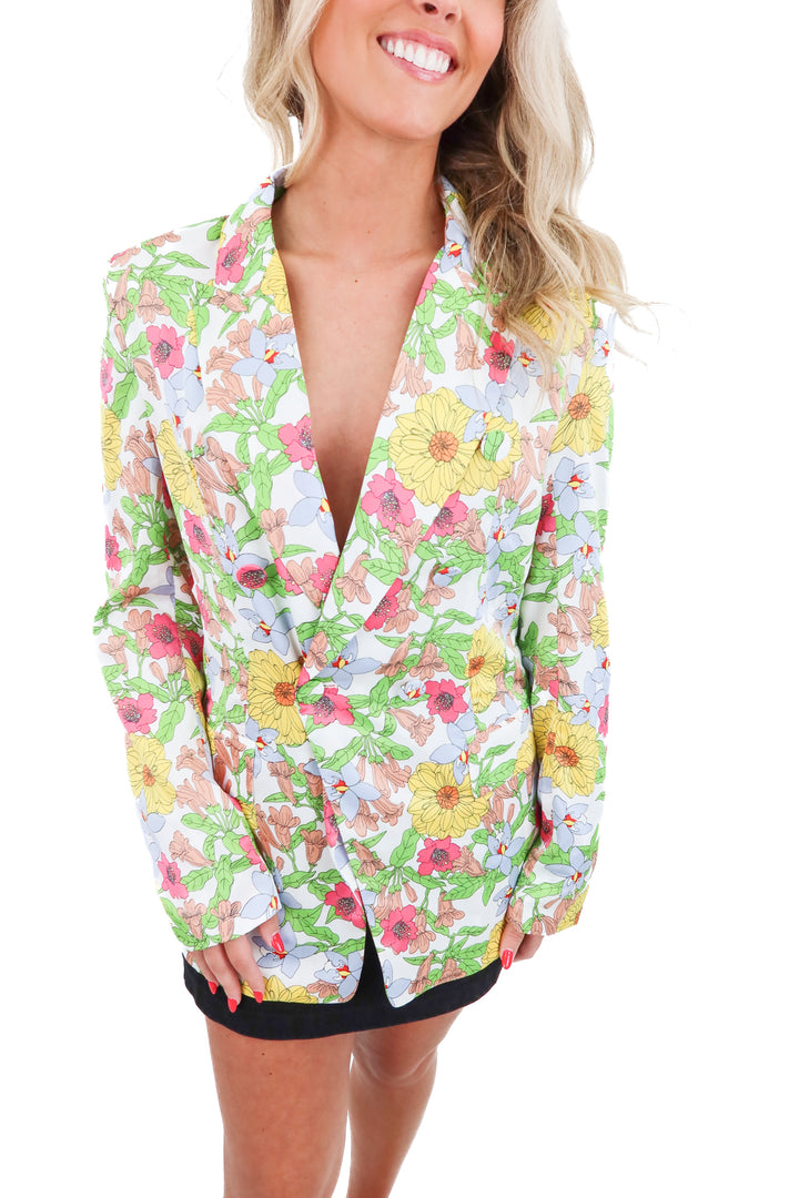 luxy usa floral print blazer nwt (s; retail $198)