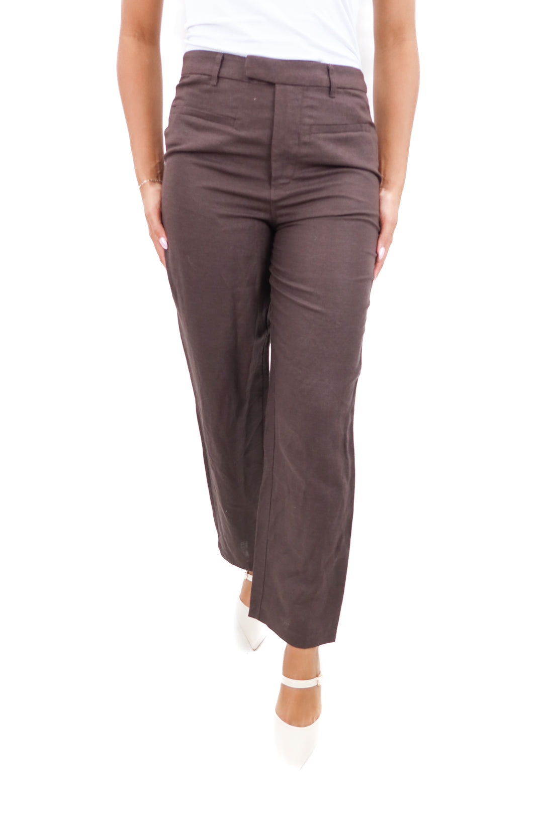 onia espresso linen pants nwt (s/m; retail $245)