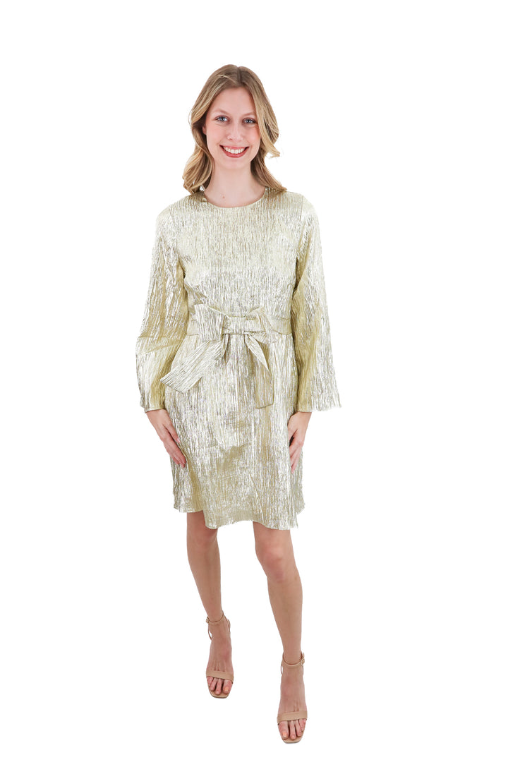 hyacinth house gold metallic dress (l; retail $158)