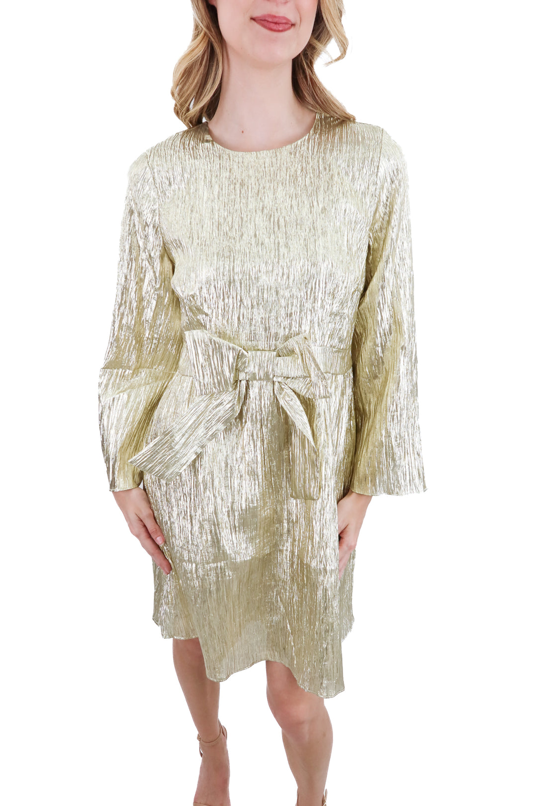 hyacinth house gold metallic dress (l; retail $158)